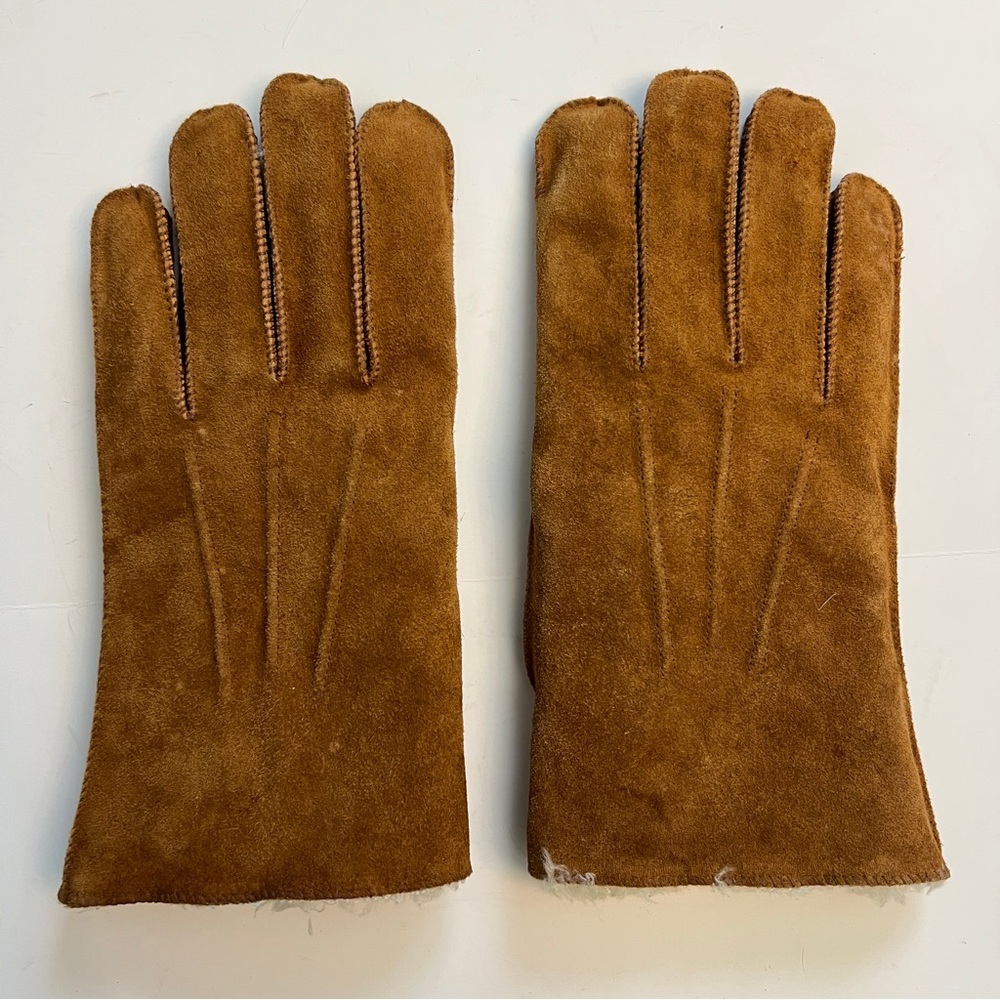 *New* Vintage Woolworths Shearling Lined Leather Gloves Size Large
